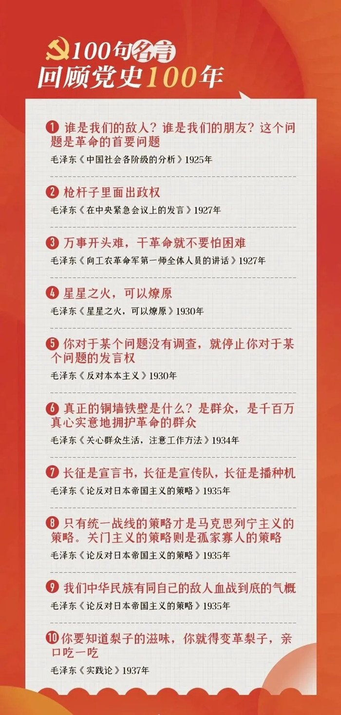公考用得上！100句名言回顧黨史百年，一起學習